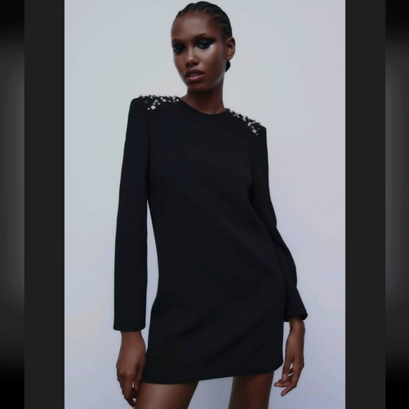Zara Dresses & Skirts - ZARA BLACK STUDDED MINI DRESS ✨️SIZE M✨️